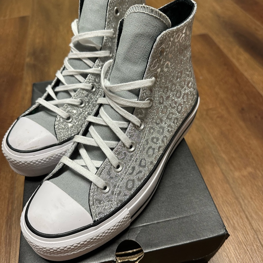 High-Top Silver Converse Sneakers
